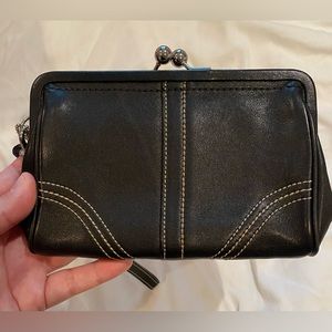 **SOLD**Coach black leather wristlet